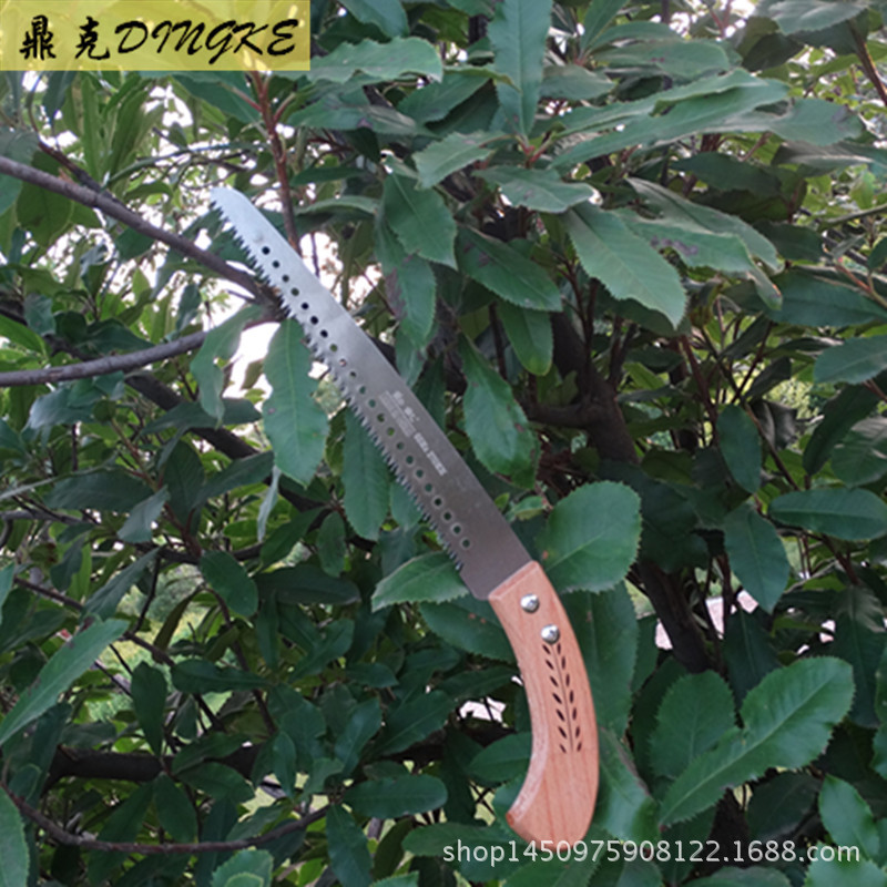 厂家批发佐川郎木柄270MM果树锯 木柄压花园林锯 带眼修枝锯