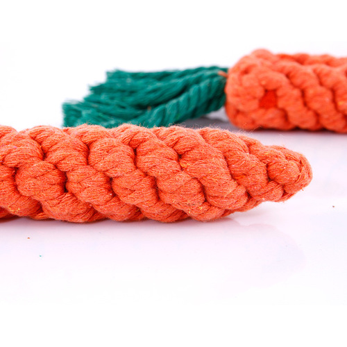 Manufacturer wholesale pet supplies, creative carrot shaped cotton rope knots, cat and dog rope knots, double knot cotton rope toys