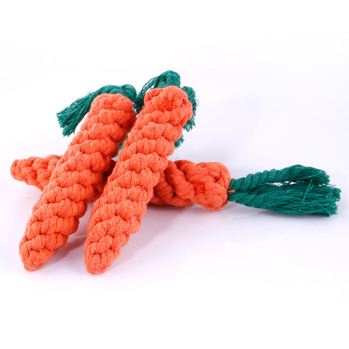 Manufacturer wholesale pet supplies, creative carrot shaped cotton rope knots, cat and dog rope knots, double knot cotton rope toys