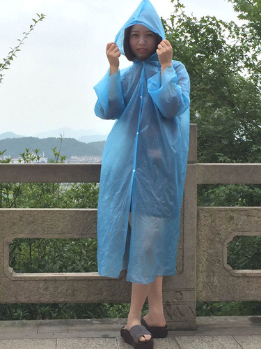 Disposable thickened adult raincoat, outdoor hiking hooded rope poncho, tourist attraction rafting protective raincoat