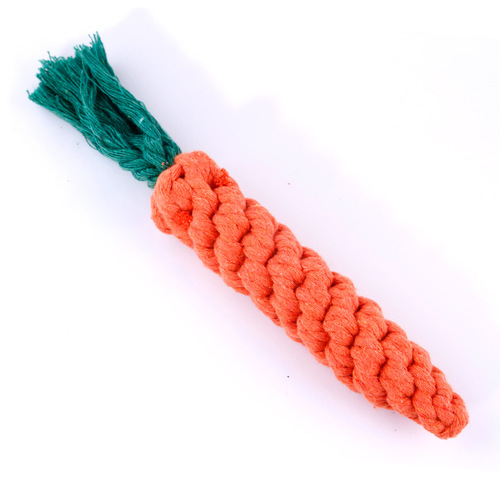 Manufacturer wholesale pet supplies, creative carrot shaped cotton rope knots, cat and dog rope knots, double knot cotton rope toys