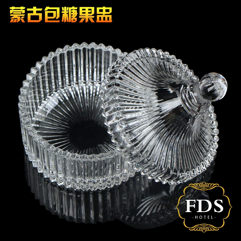 European Crystal Mongolian Bags Glass Bar Candle Cup Transparent Storage Bar Version Striped Candy Cup Smart Ceremony Magnetic Bowl