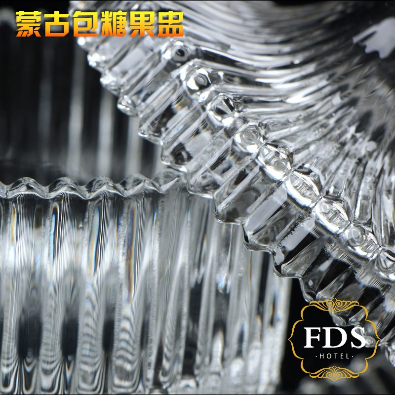 European Crystal Mongolian Bags Glass Bar Candle Cup Transparent Storage Bar Version Striped Candy Cup Smart Ceremony Magnetic Bowl