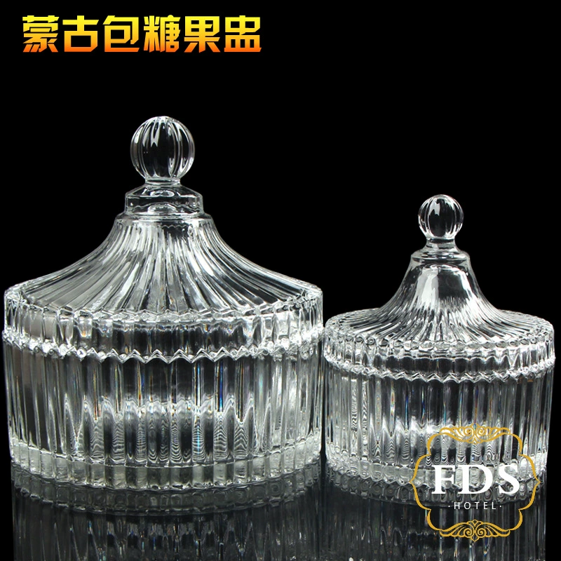 European Crystal Mongolian Bags Glass Bar Candle Cup Transparent Storage Bar Version Striped Candy Cup Smart Ceremony Magnetic Bowl