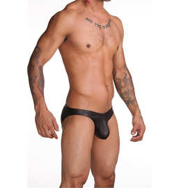 内依酷正品男士仿皮三角裤漆皮内裤性感U凸低腰/工厂直销牛奶丝