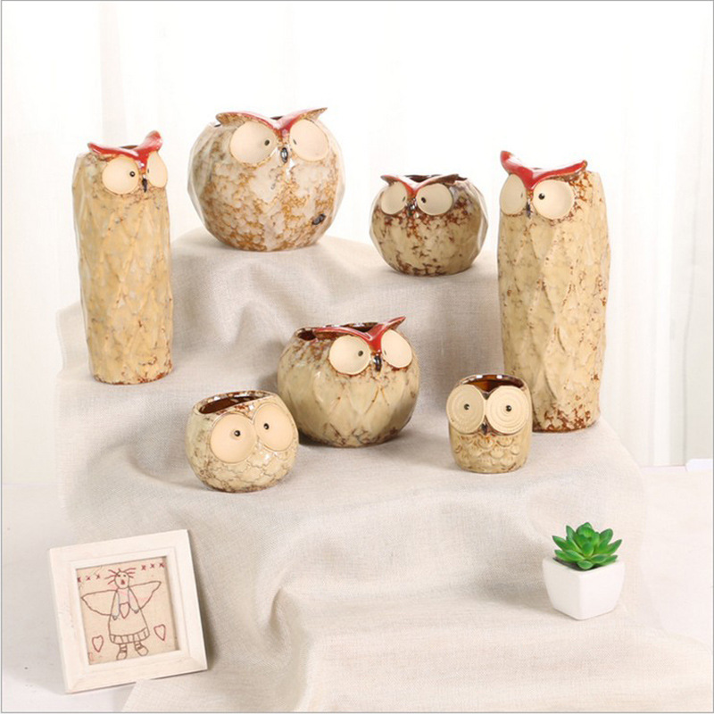 Amazon supply town house kiln cute owl flower cylinder cartoon craft animal succulent plant flower pot Amazon supply town house kiln cute owl flower cylinder cartoon craft animal succulent plant flower pot