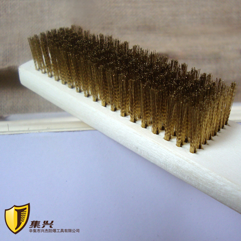 黄铜丝刷 8x18行铜丝刷子 抛磨工具 铜刷子铜丝刷 铜扳手管道刷