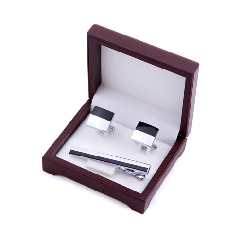 Dali high-end cufflink and tie clip set box, red brown plastic box, tie clip box, CTB103
