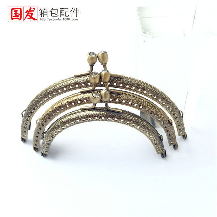 8.5CM, 10.5CM, 12.5, 15CM semicircular cabeza de diamante en relieve oro bronce con incrustaciones de diamantes oro