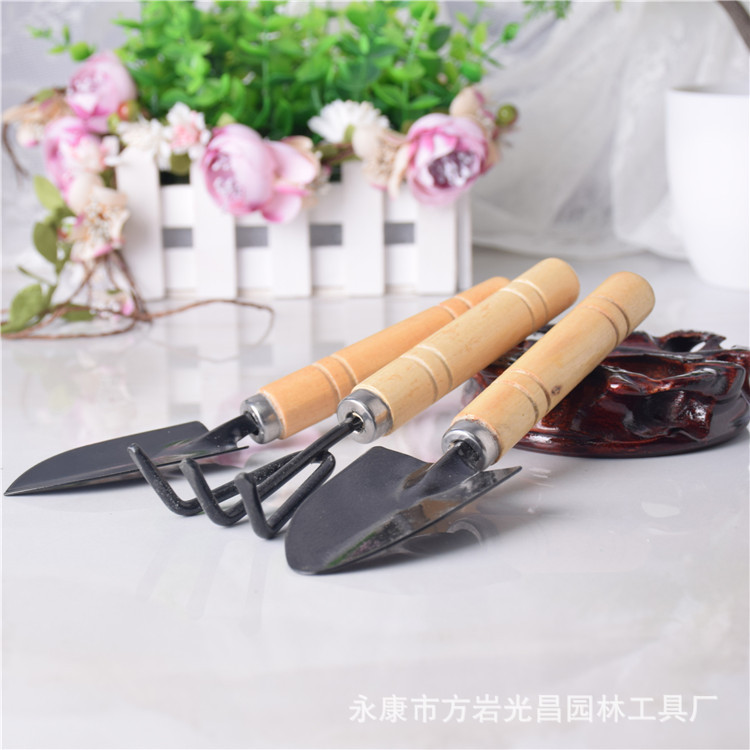 园艺园林工具 迷你优质三件套 小铁铲/耙/锹 植物盆栽种花翻土