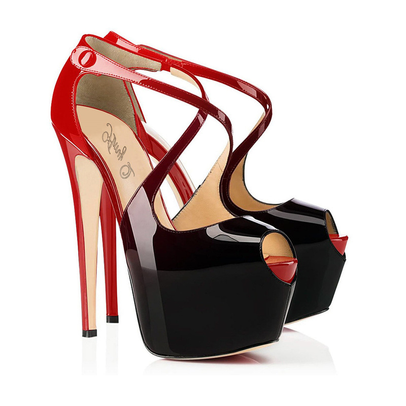 High-heeled sandals women's shoes fish mouth waterproof table gradient color Foreign Trade original single handmade thin heel hate sky high multi-color