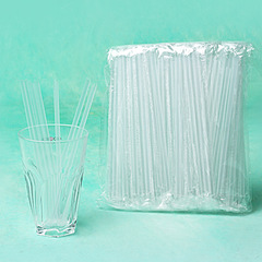 Wholesale disposable straws with independent transparent packaging, 15cm plastic juice and cola straws, 100 pieces