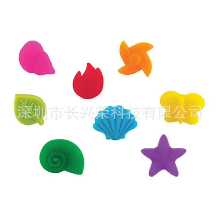 跨境热销硅胶红酒杯标记 酒杯吸盘杯贴 红酒杯标识器聚会酒吧用品