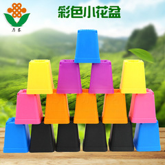 For cross-border flower pots, thickened small square pots, small black square colorful 7cm fleshy small square flower pots, plastic frosted square pots
