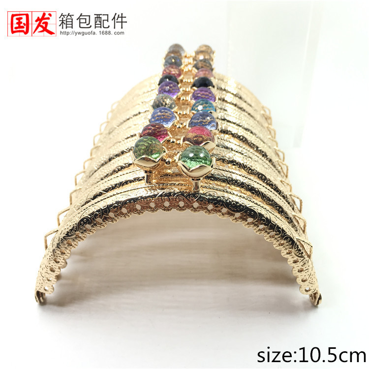 10.5cm semicircular en relieve cabeza de loto de coral oro [dorado claro] 0167 - QJ