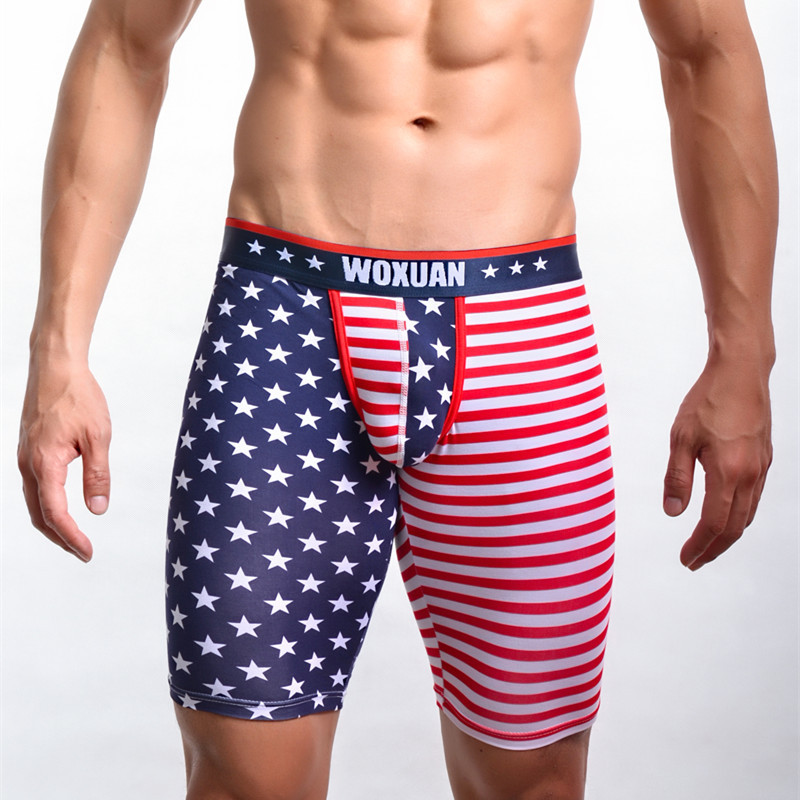 Men's New Trendy Slim-Fit National Flag Bathrobe European and American Fitness Shorts Sleepwear Tight Underwear Men