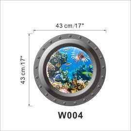 ZYw潜水艇海底总动员可移除墙贴3D假窗户客厅卧室背景贴画批发