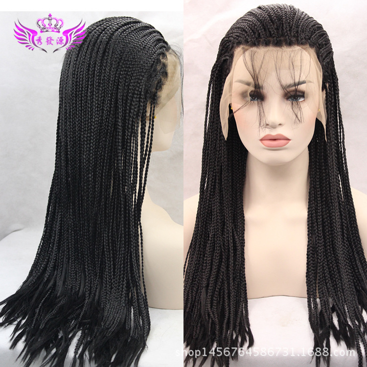 Chemical Fiber High Temperature Silk Wig Three-strand Braid Wig Headgear European and American Popular High Quality Front Lace Headgear