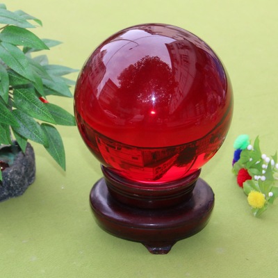 晶韵浦江水晶厂家家居摆件红色水晶球创意家居摄影道具玻璃球摆件