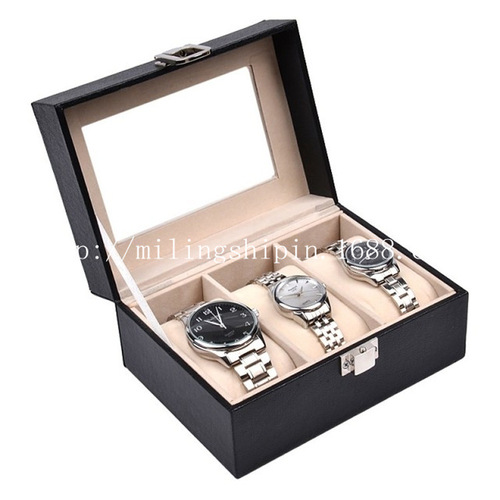 Supply high-end leather 3-position watch boxes, watch organizers, wristwatch display cases, watch covers, watch cabinets