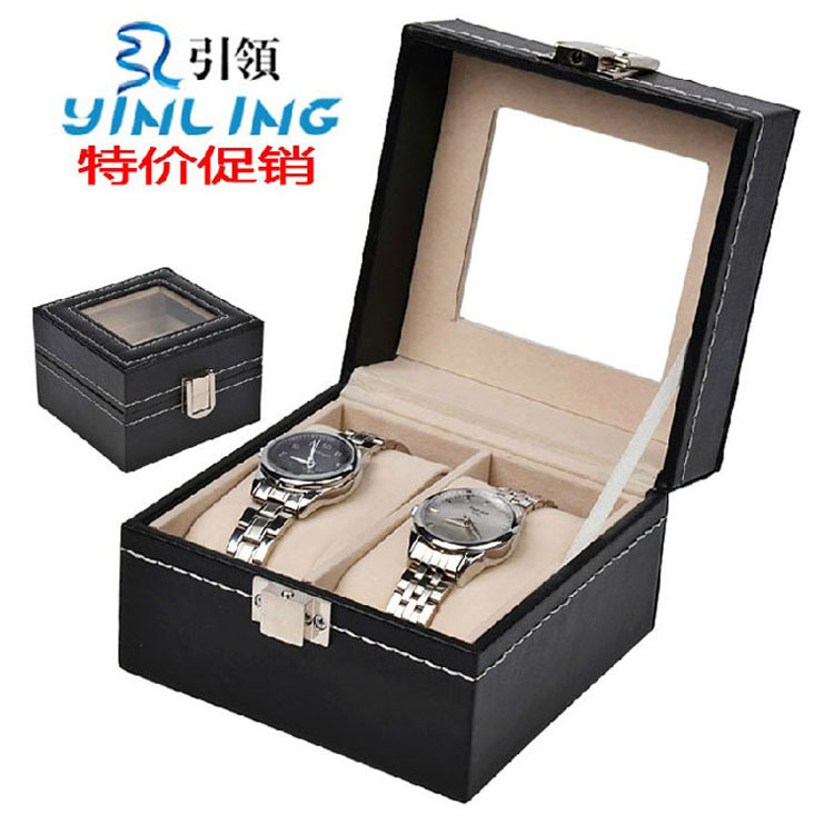 厂家直销欧式2位手表盒 出口品质皮质收纳手表盒 2位情侣手表盒