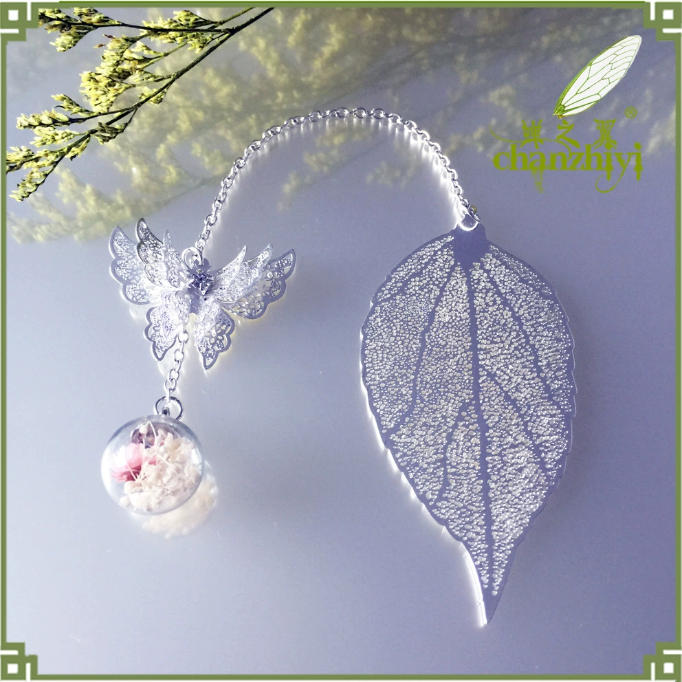 Оригинальная Закладка с листом вечного цветка и венами Бабочка Гипсофила Подвеска с бессмертным цветком Танабата для отправки подруге, однокласснику и учителю