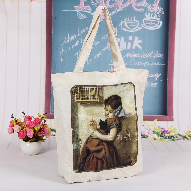 厂家直销学生帆布袋 棉布袋 热转印棉布手提袋 免费设计轻便便携