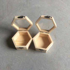 厂家加工制作香皂花包装盒六角木盒永生花玻璃盖礼盒六边形木盒