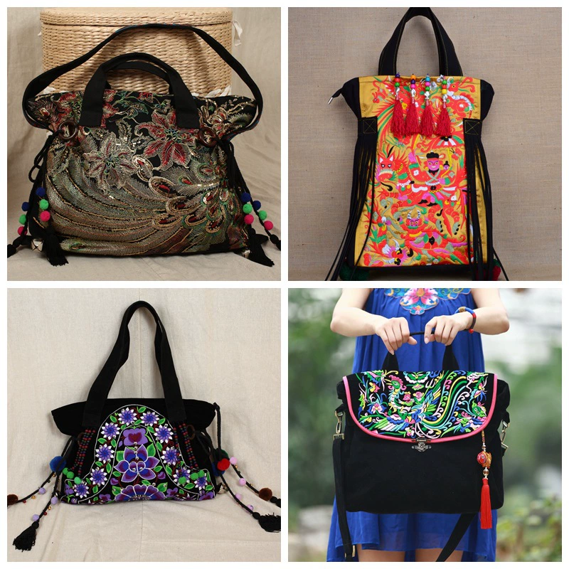 Женская сумка с этнической вышивкой Юньнань Мяо, антикварная Холщовая Сумка с вышивкой, ручная сумка-мессенджер, Женская цельная сумка для волос