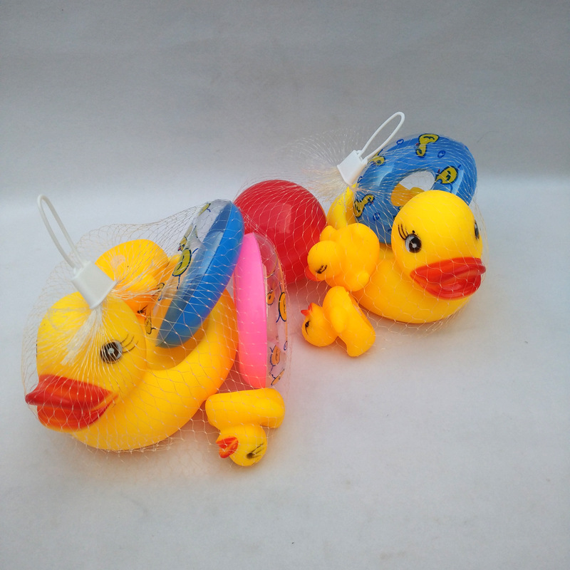 Duck Skin Ringing Mother-In-Law Duck Pinch and Screaming Baby Bath Toy Little Yellow Duck Swimming Ring Ocean Ball Net Duck Skin Duck