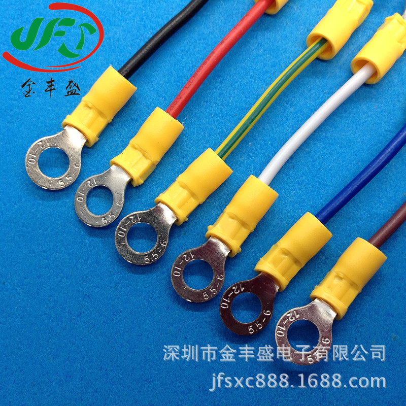 厂家加工RV1.25-4冷压地环端子线4.2圆环连接线 高速电机连接线材