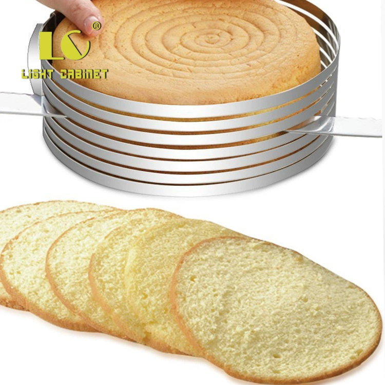 Adjustable Stainless Steel Mousse/Cake Ring, Telescopic 6–12 in, Layered Slice Guide