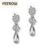 Classic fashionable earrings, zirconium, stone inlay, European style, wholesale