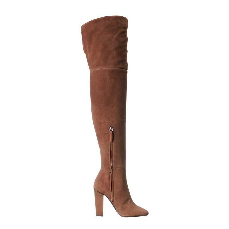 European and American foreign trade original single female boots high-heeled thick-heeled suede Knight boots slim tall factory direct knee-high boots