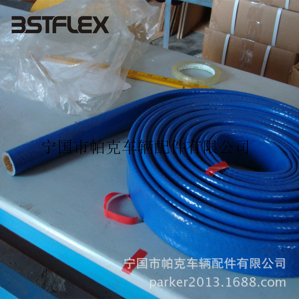 蓝色直筒防火管管筒式防火管耐高温玻璃纤维防火管阻燃硅橡胶套管