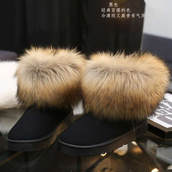 Fox fur snow boots