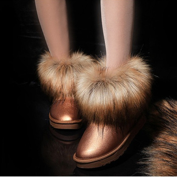 Fox fur snow boots