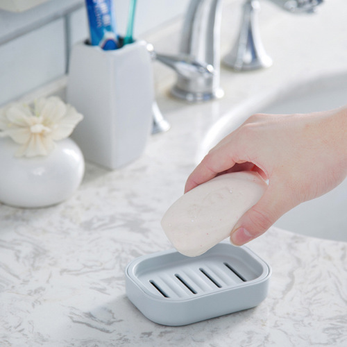 Double-layer soap box Japanese style simple and generous thickened plastic drain soap box square covered handmade soap dish convenient