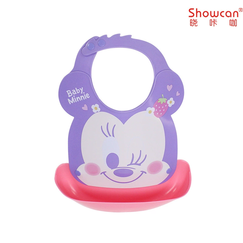 Children's three dimensional waterproof silicone eating bib for food, with pocket