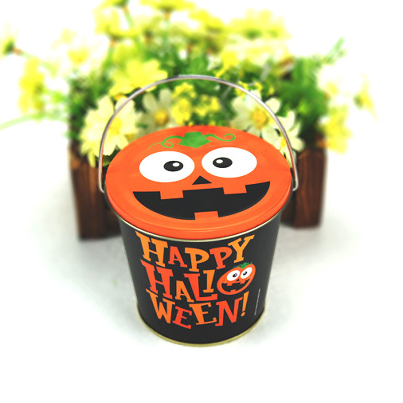 马口铁手拎小加盖铁桶铁罐 万圣节礼品盒圣诞罐 收纳儿童玩具糖果