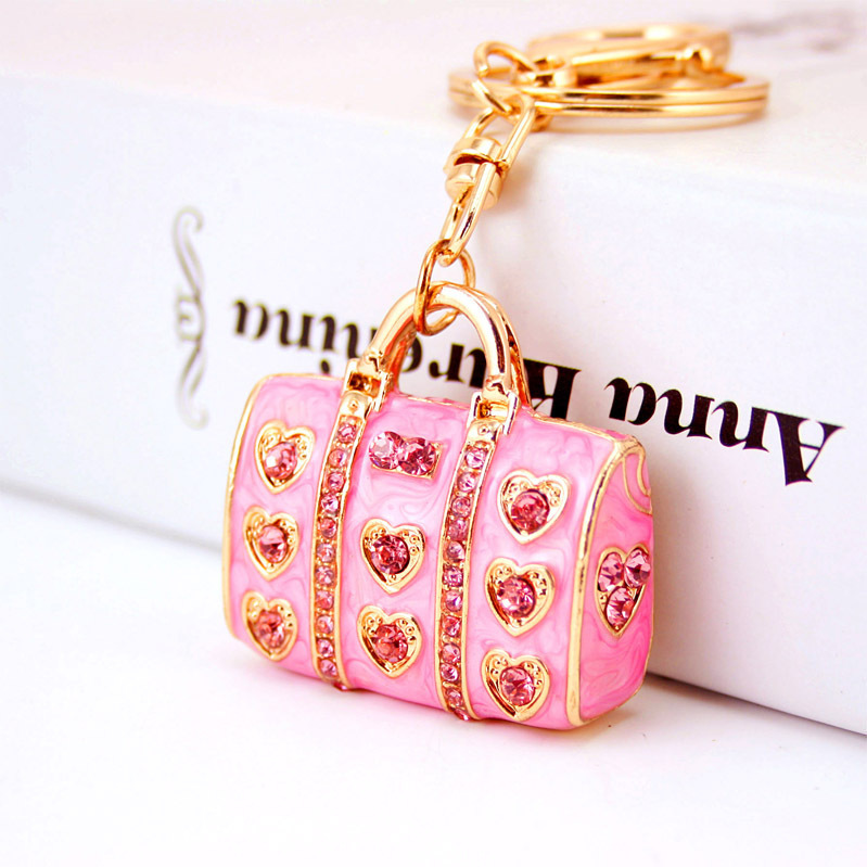 Creative Dropping Oil and Diamond Craft Cute Women's Handbag Car Keychain Metal Pendant Small Gift 644