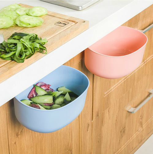 Naguo solid color kitchen non-marking cabinet door storage box multi-purpose vegetable and fruit basin door-mounted debris bucket trash can