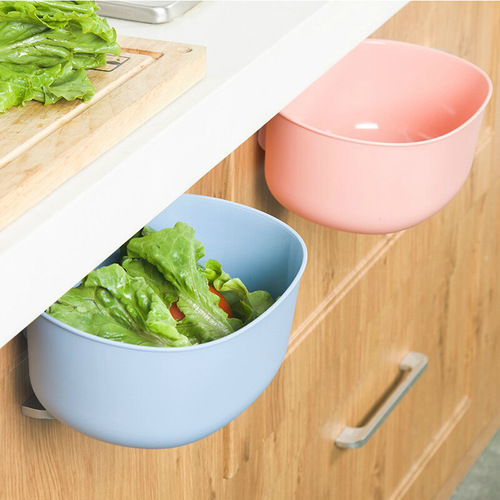 Naguo solid color kitchen non-marking cabinet door storage box multi-purpose vegetable and fruit basin door-mounted debris bucket trash can