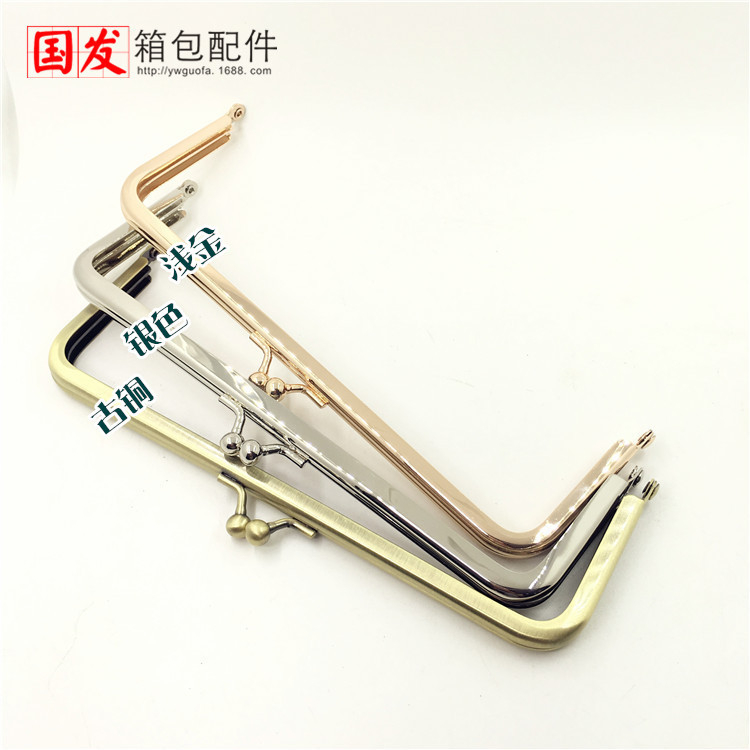 Sin stock para hacer productos: bisagra de bolso 18.5cm máquina cuadrada cabeza sin orificio de oro cartera hardware