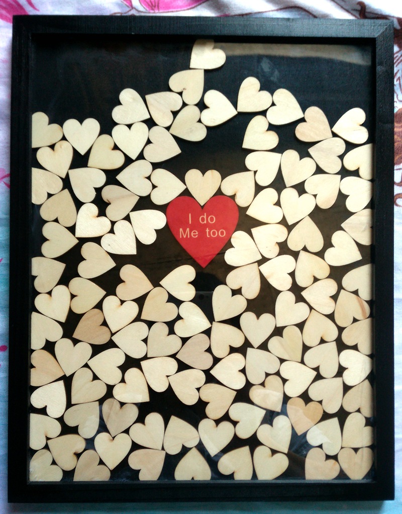 Marco de amor de inicio de sesión de boda/regalo creativo/evento de cumpleaños inicio de sesión corazón de melocotón hoja de madera marco de fotos negro caja de regalo festivo