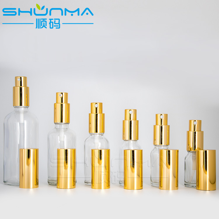 广州现货香水分装瓶 化妆品金色喷雾按压泵精油瓶 透明喷雾瓶