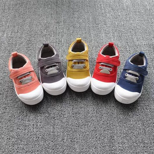 [Распродажа] Весенне-Осенняя детская парусиновая обувь в Корейском стиле, Детская одиночная обувь на липучке с мягкой подошвой От 1 до 7 лет