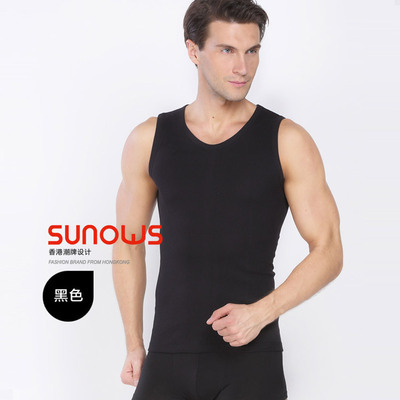 2025新款棉質男士寬肩內衣運動健身美緊身彈力男式背心壹件代發