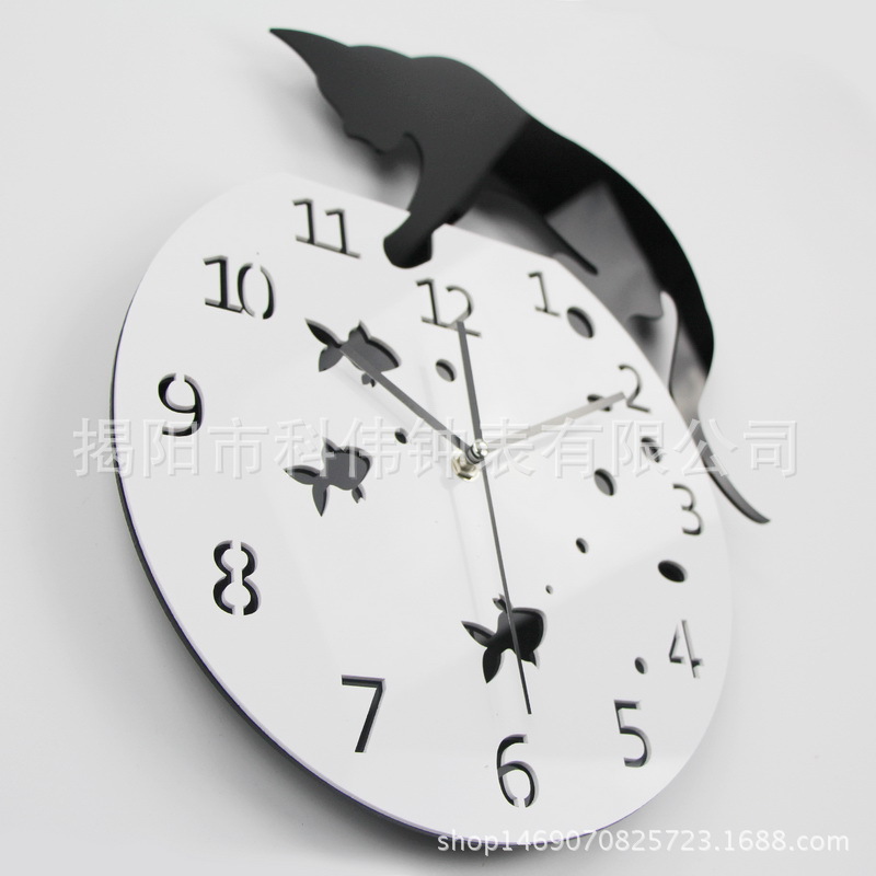 Gato Reloj de pared acrílico reloj nórdico español creativo salón simple reloj de pared reloj de Casa mudo Reloj de pared