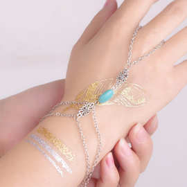 Contracted woodwork bracelet欧美饰品 镂空雕花松石多层手链女
